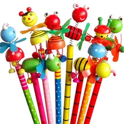 Pinwheel – crayon à dessin en bois décoré, 1 pièce, Animal de dessin animé, papeterie scolaire pour étudiants 