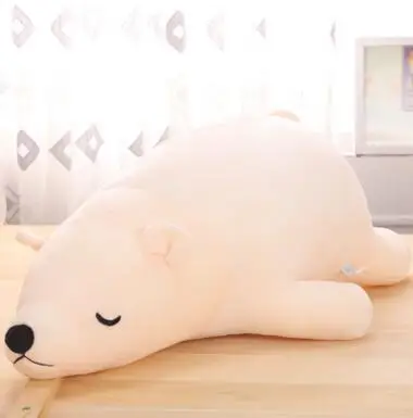 

Factory Price New Products Stuffed Toy-White Bear Doll Leaning Bear Customizable Stripes Bear Cushion