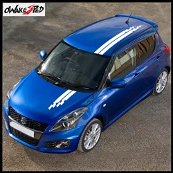 For-SUZUKI-SWIFT-Hood-Bonnet-Stripes-Decor-Decal-Auto-Sport-Cover-Engine-Roof-Stickers-Racing-Styling