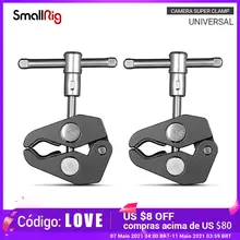 Braçadeira super smallrig com 1/4 e 3/8 thread (pacote de 2 pces) para hastes de 15mm-44mm/câmeras/luzes/guarda-chuvas/ganchos/prateleiras-2058