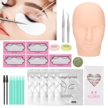 

Novice Practice Eyelash Extension Tool Set Grafting False Eyelash Mannequin Tape Brush for beginners Makeup Tools Kit Supply