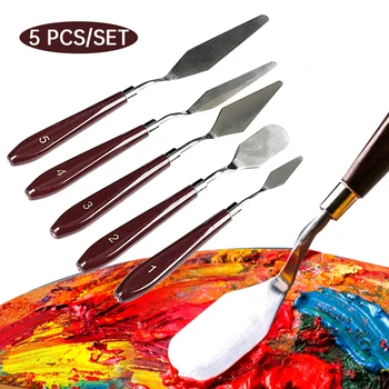 

5pcs/set Gift Home Craft Multifunctional Tools Portable Oil Painting Scraper Stainless Steel Easy Clean Mixing For Artist
