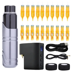Tattoo Machine Kits Tattoo Power Supply Rotary Pen with Cartridges Needles and Ink Permanent Makeup Machine Beginner Tattoo Set