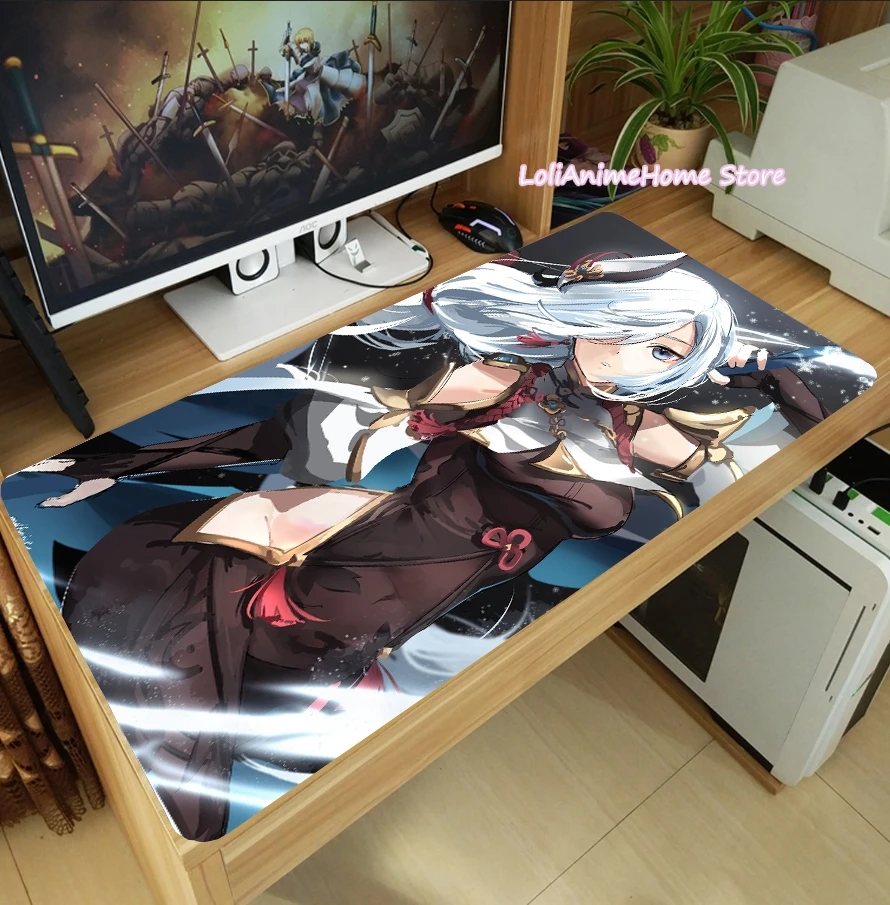 Anime Genshin Impact Shenhe Ganyu Mouse Pad Thicken Laptop Gaming Mice Mat Table Keyboard Mat Playmat Cosplay Decorative Gift