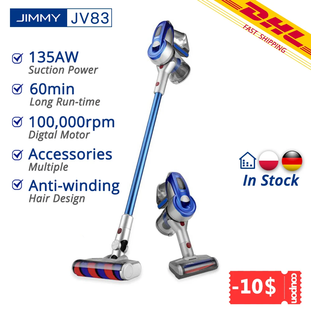 

[Free Duty] Xiaomi JIMMY JV83 Handheld Wireless Powerful Vacuum Cleaner 135AW Suction 60 Min Run Time 20Kpa For Home VS JV51