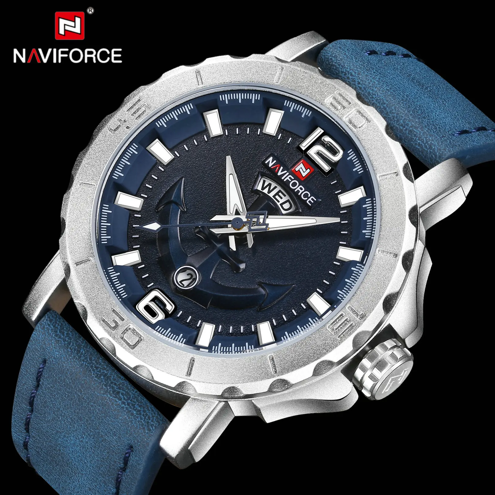 Простые военные часы NAVIFORCE спортивные мужские 2020 роскошный бренд кожаный ремешок