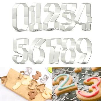 

9Pcs Cookie Cutter Set Stainless Steel Numbers Biscuit Molds For Kitchen Baking