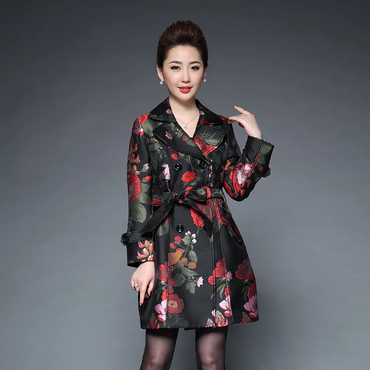 Женский двубортный Тренч средней длины облегающее пальто большого размера 4XL с