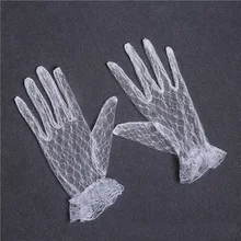 Дешевые короткие кружевные свадебные перчатки белые перчатки длиной талии сексуальные свадебные перчатки gant enfant mariage ST236