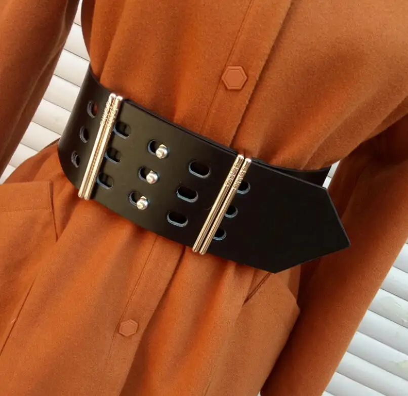 Women's runway fashion pu leather Cummerbunds female Dress Corsets