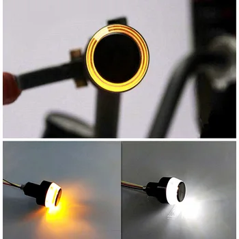

2 PCs 22mm LED Motorcycle Handlebar End Turn Signal Light Flasher Handle Bar Blinker Side Marker Lamp Yellow Universal Indicator