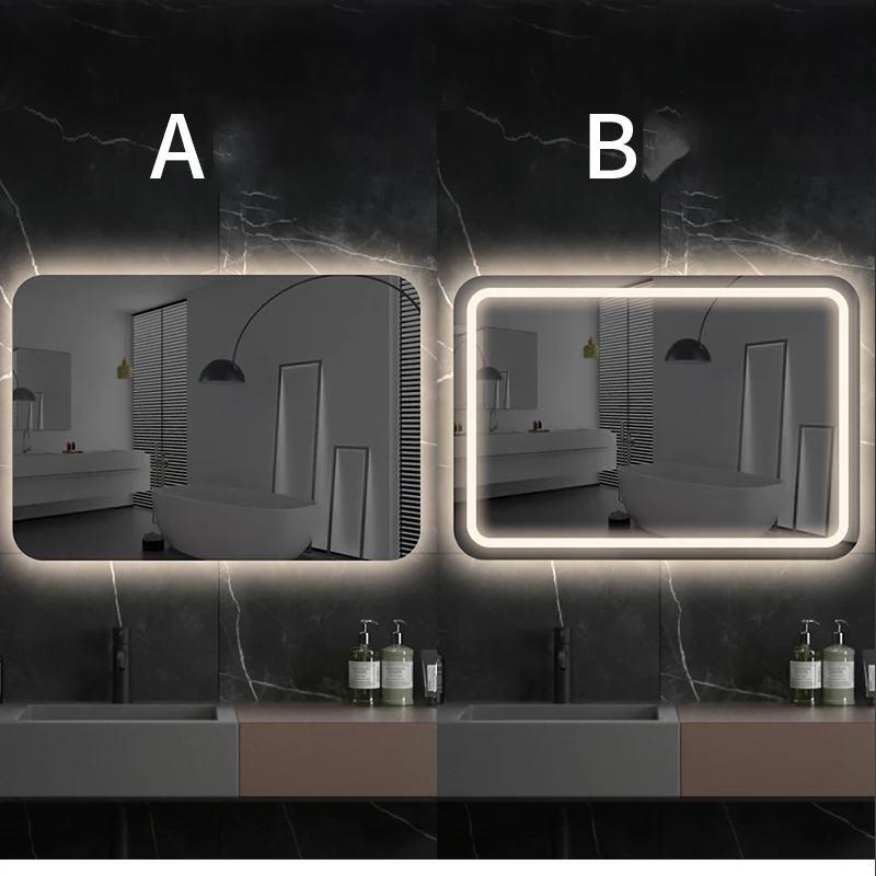 50x70CM Smart Bathroom Mirror LED Light Makeup Mirror 3 Color BackLight With Defogging Bluetooth Speaker For Home Decoration