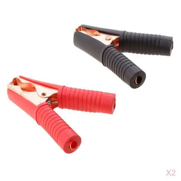2 Pair Heavy Duty  Battery Alligator Clips Clamp Terminal Replacement Booster for Cars, Vehicles, Automobiles (100A)