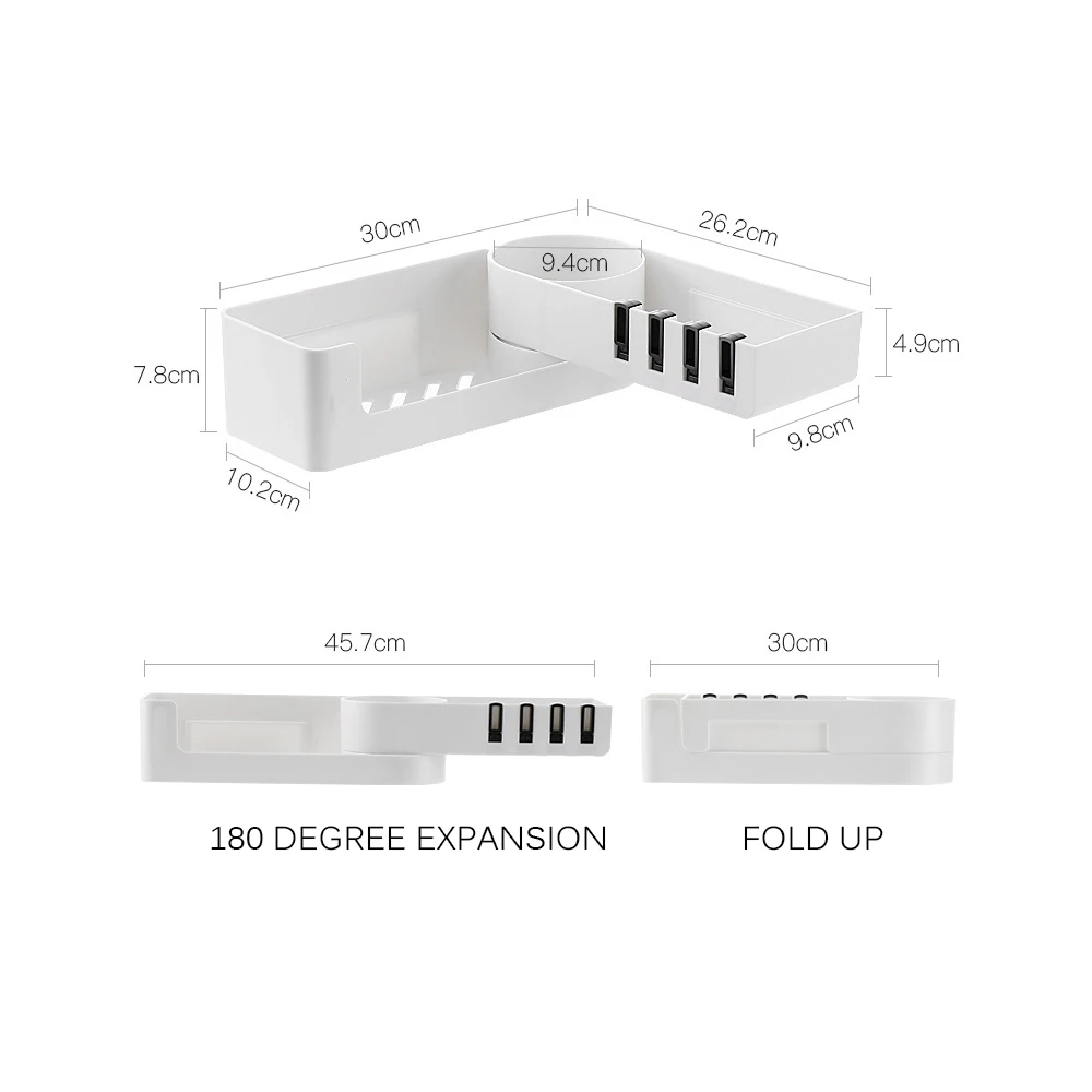 4 Hook Wall Mounted For Kitchen Storage Organization Shelf Rotatable Bathroom Organizer Corner Shower Shampoo Holder