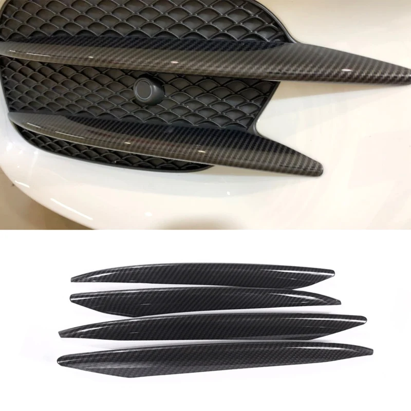 Carbon fiber 4 шт., автомобильный передний противотуманный светильник из углеродного волокна, решетка для гриля, Накладка для Mercedes Benz W213 E Class - Название цвета: Carbon fiber