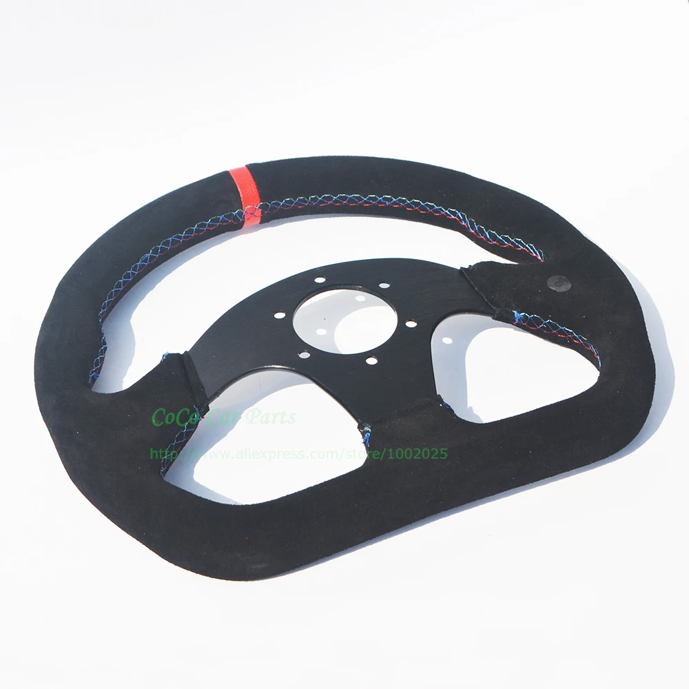 LYJ D-type красный-синий-голубой 3 цвета стежки замша кожа игра/картинг/Автомобильный руль с красной полосой