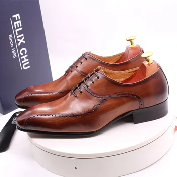 Formato 38-47 di Alta Qualità Mens Scarpe Formali di Cuoio di Lusso di Cerimonia Nuziale Del Partito di Sesso Maschile Scarpe Lace Up A Punta Oxford di Affari scarpe per Gli Uomini