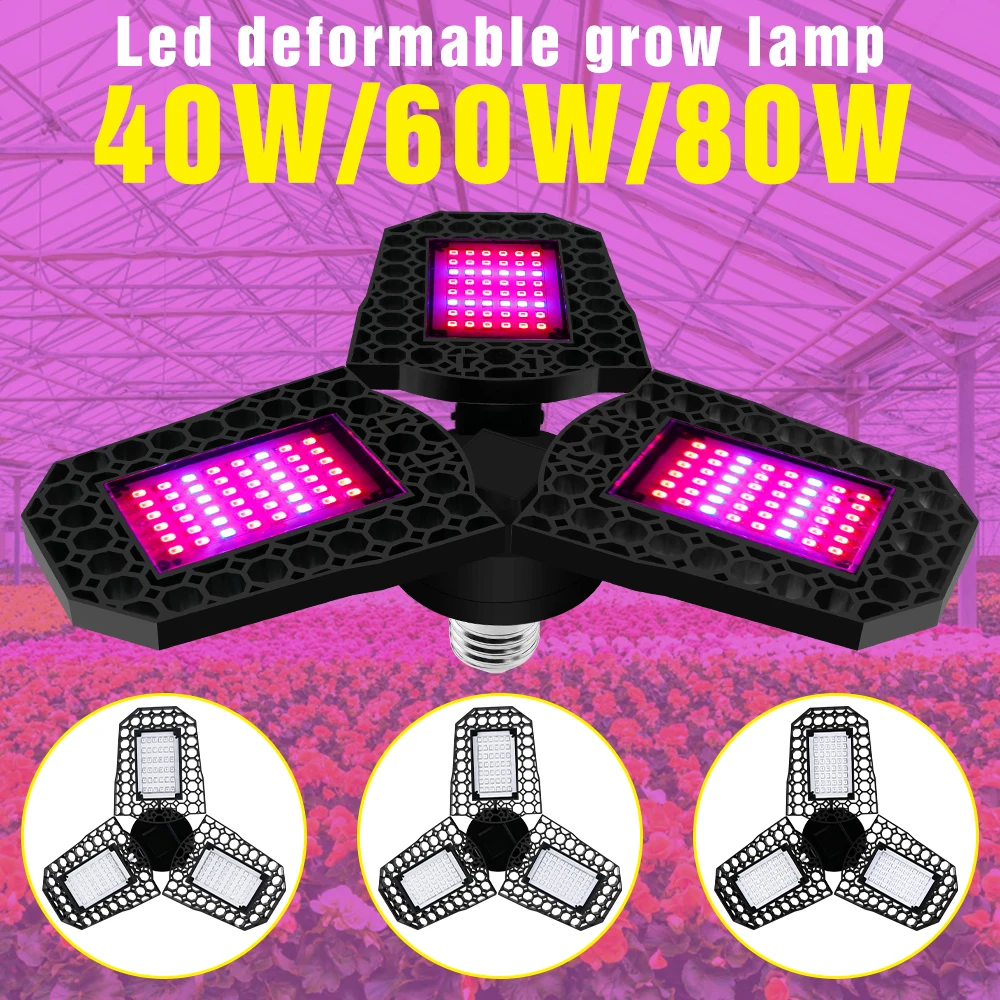 

220V Plants Led Grow Lamp E27 Led Growing Deformable Light 110V Full Spectrum Lighting 40W 60W 80W Led Phyto Lampa Indoor Growth