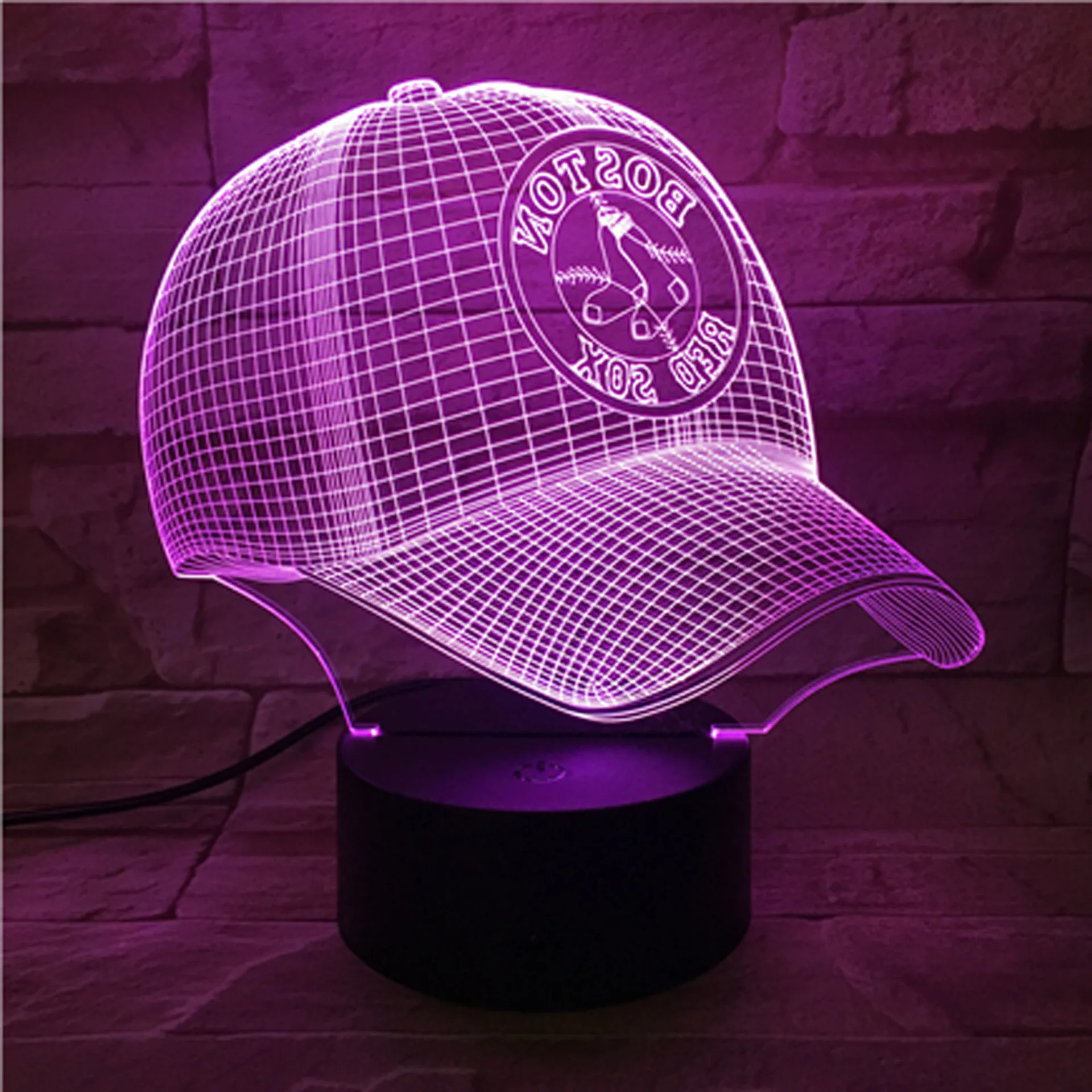 

Foreign Trade New Style Baseball Boston RED Sox 3D Visual Lamp Colorful Remote Control Touch Control LED Desk Lamp
