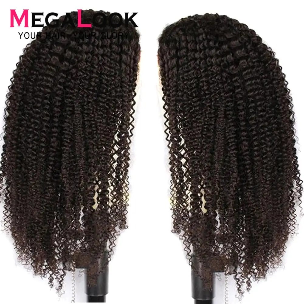 

Kinky Curly Wig Human Hair 360 Lace Frontal Wig Pre Plucked With Baby Hair 30 Inch Wig Peruvian Frontal Wigs Megalook Remy Hair