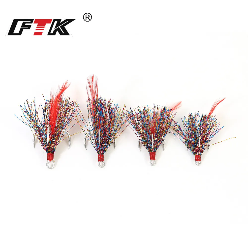 FTKフィッシングトレブルフック サイズ1 # 2 # 4 # 6 # 高炭素鋼フック