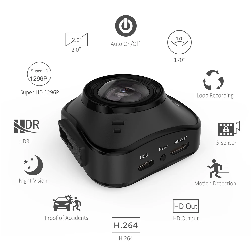 

CACAGOO 2" FHD1080P Car DVR Video Recorder Camera Dash Cam G-sensor Motion Detection Loop Recording Parking Monitor Night Vision