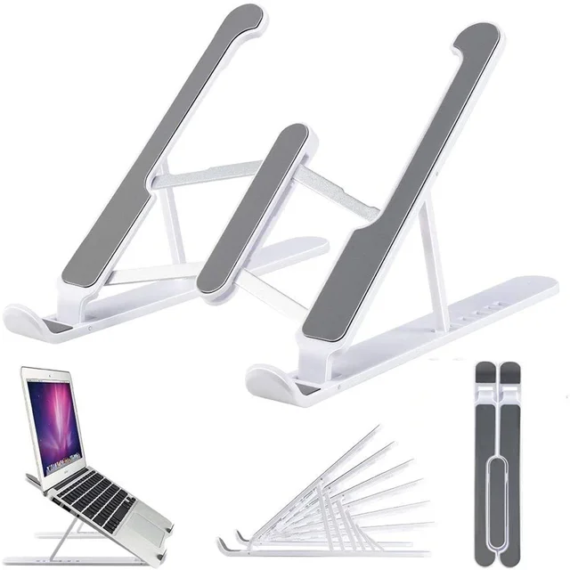 Foldable Laptop Stand Portable Notebook Support Base Holder Adjustable Riser Cooling Bracket for Laptop & Tablet Accessories white