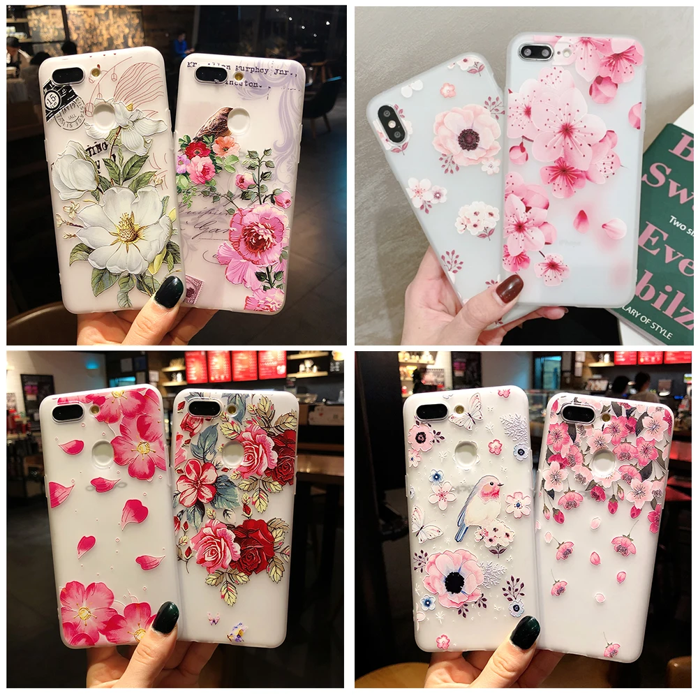 

3D Relief Floral Phone Case For Samsung GALAXY A10 A20 A30 A40 A50 A60 A70 A80 A90 M 10 20 30 40 A40S S8 S9Plus Case Girly Cover