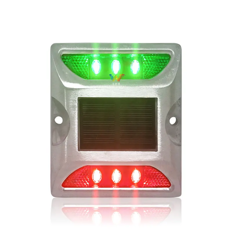 Aluminum Case One Side White One Side Yellow Solar Powered LED Traffic Road Stud