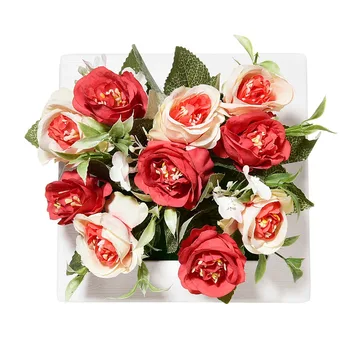 

Artificial Rose Flowers Geometric Hanging Wall 3D Plastic Flowerpots Decor Set Holder Home Garden Decor Colorful Fake Flowers