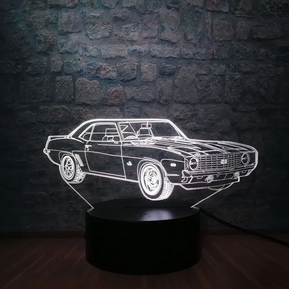 Автомобиль Современный 3D иллюзия ночник USB светодиодный Настольный светильник 7 цветов Изменение детей Спальня Декор человек мальчики подарок на день рождения игрушки