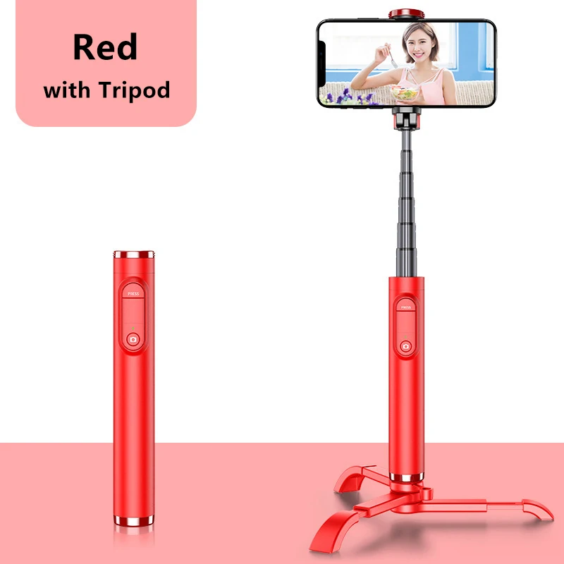 Высококачественный Универсальный штатив для селфи для HuaWei Honor Xian iPhone, алюминиевый сплав, штатив для селфи с Bluetooth - Цвет: Red with Tripod