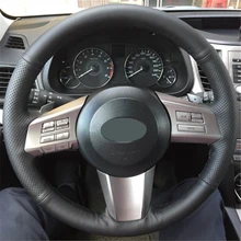 Free Shipping High Quality cowhide Top Layer Leather handmade Sewing Steering wheel covers protect For Subaru Legacy