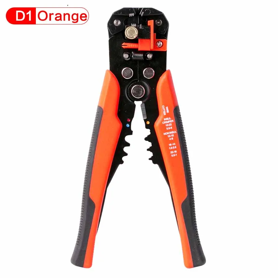 D1 orange HS-D1 обжимной инструмент для кабелей резак автоматический инструмент для зачистки проводов многофункциональный инструмент для зачистки обжимные плоскогубцы 0,2-6,0 мм - Цвет: D1 orange