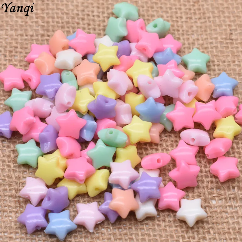 Colorful Acrylic Beads Heart Star Oval Square Spacer Beads For Jewelry Making Findings Women Children DIY Children's beaded toy