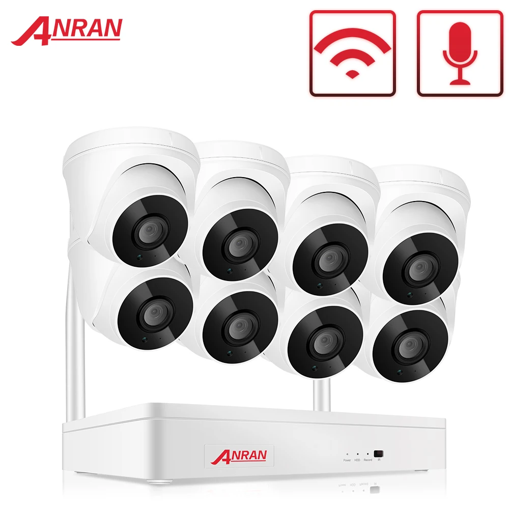 ANRAN 8CH 1080P HD домашняя камера Wifi NVR комплект аудио CCTV система беспроводная