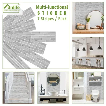 

21cmx100cmx7pcs Gray Brick Pattern Bar Decoration Stickers Cabinet Refrigerator Wallpaper Table Furniture Refurbished Wall Decal