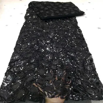 

Fashion African Lace Fabric High Quality French Organza Lace Fabric 2020 Latest Sequins Lace Fabrics For Wedding