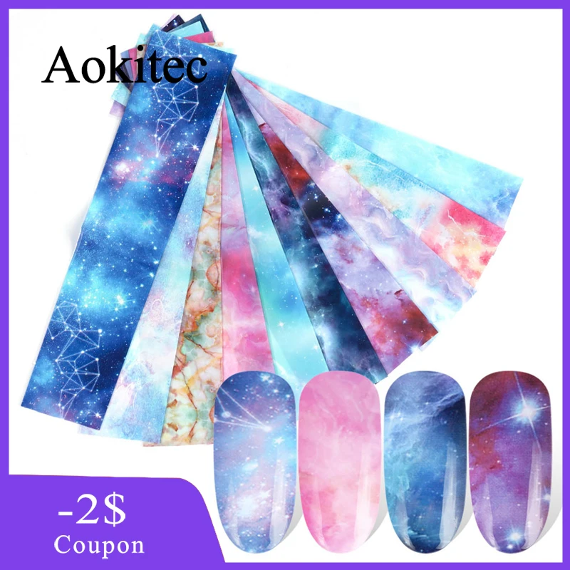 Aokitec серия ночного неба лак для ногтей переводные наклейки DIY Водные Наклейки Для