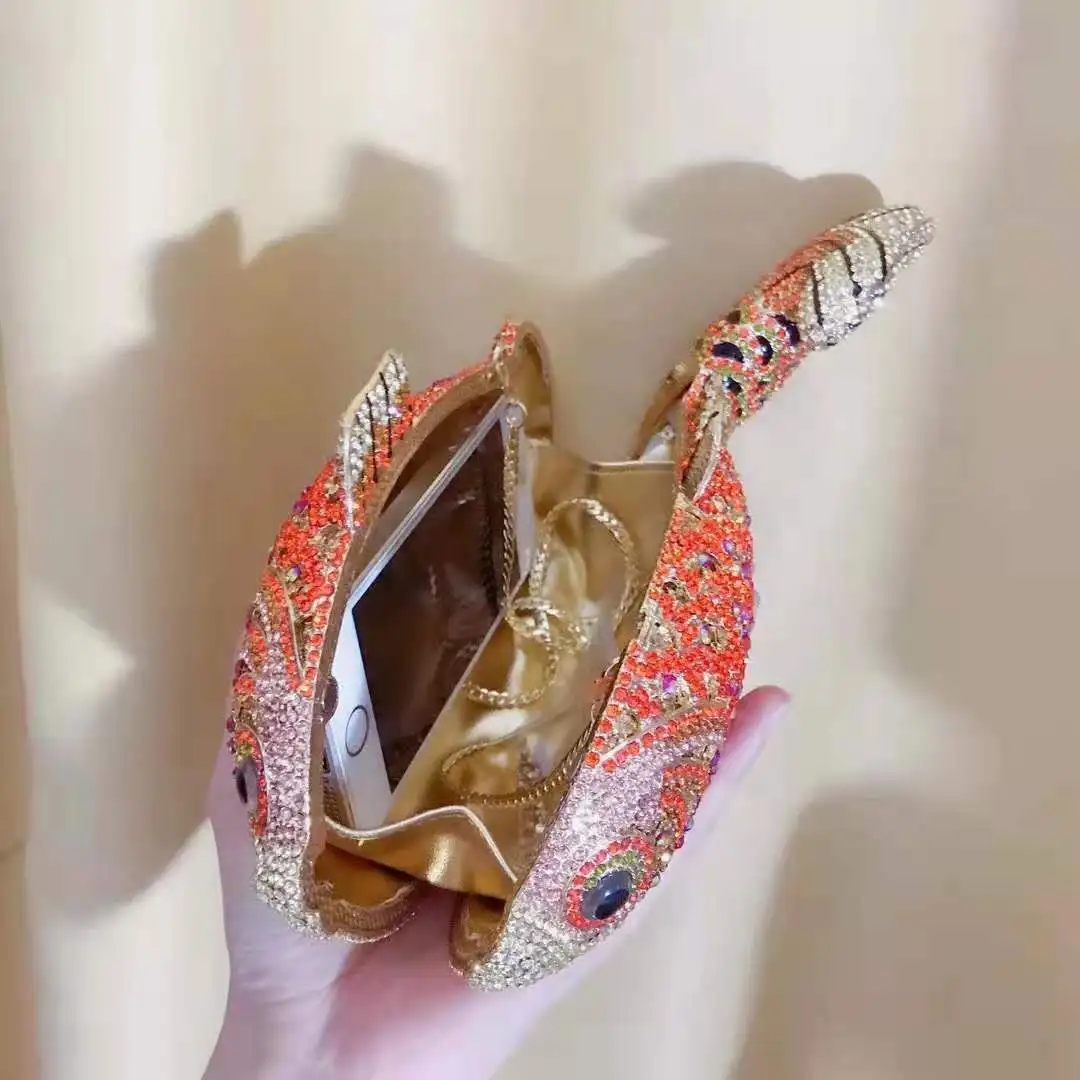XIYUAN Fish Shape Women rhinestones Purse Evening Bags Diamond