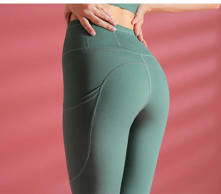 Женские штаны для йоги с высокой талией, Спортивные Леггинсы, штаны для тренировок, Капри, штаны для контроля живота с карманом, не просвечивающие, трико для бега