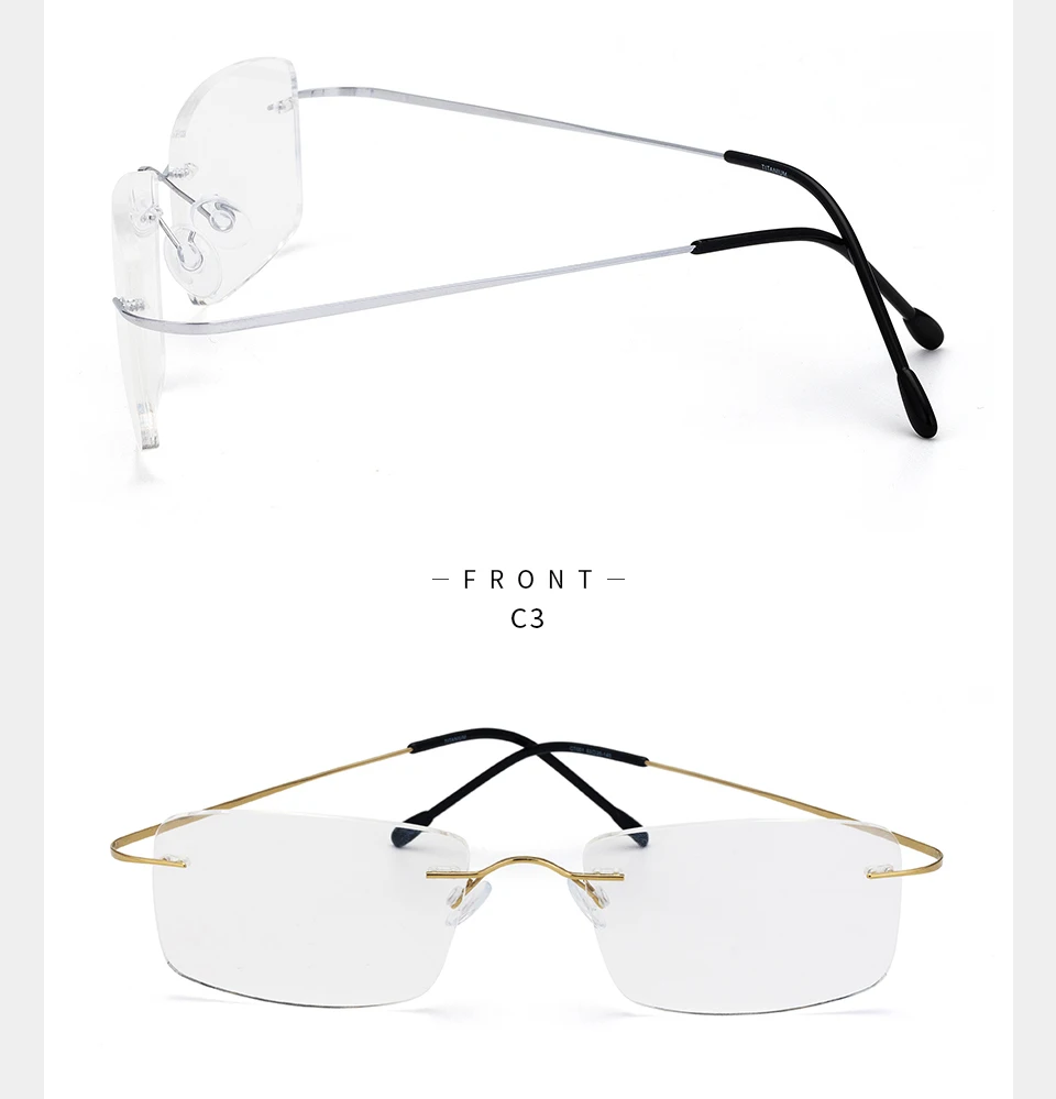 Титановые мужские очки без оправы, женские прозрачные очки, оптическая близорукость, бизнес прозрачная оправа для очков, мода# CT001