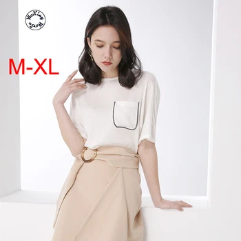 

Real mulberry Silk short sleeve Top Women's loose 100% silk T-shirt in summer M to XL