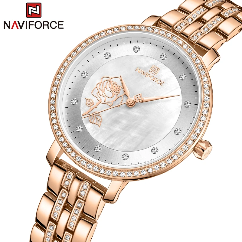 NAVIFORCE часы розового золота Женские женские креативные стальные с браслетом