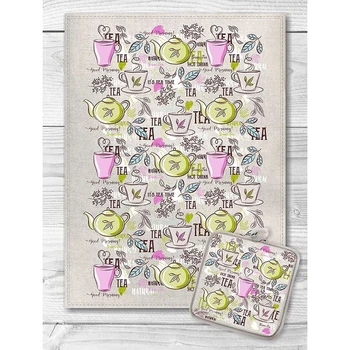 

Kitchen set Tea time (towel 45x60 + pot holder 18x18) semi linen, 160g / m 2515415