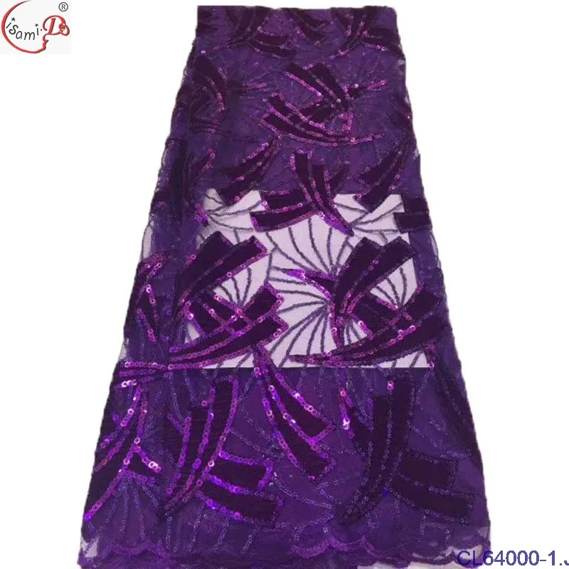 Новейшая и горячая Распродажа, дизайнерская кружевная ткань с блестками и бархатной вышивкой CL64000