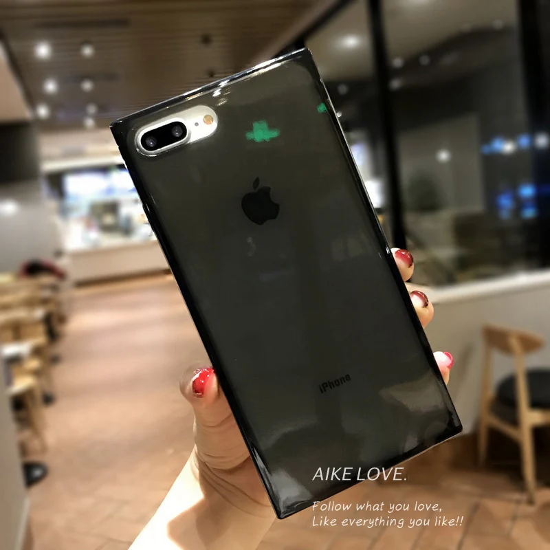 N1986N Телефон чехол для iPhone 6 6s 7 8 Plus X XR XS Max Модный квадратный дизайн противоударный прозрачный мягкий ТПУ для iPhone X чехол для телефона - Цвет: black