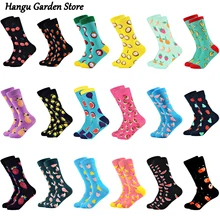 Happy Men Cotton Crew Socks Man Funny Socks Watermelon Fuit  Pattern Creative Novelty Cartoon Socks Men's For Christmas Gifts