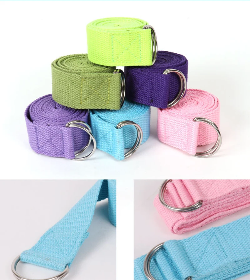 Yoga Stretch Belts Multi-Colors D-Ring Strap Washable Gym Home Yoga Exercise Accessories Training Rope Resistance Bands