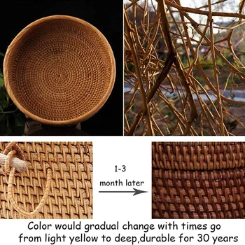 

LUDA Hand-Woven Storage Box Fruit Basket Rattan Basket Wicker Woven Frame Holder Restaurant Small Container Natural Decoration H